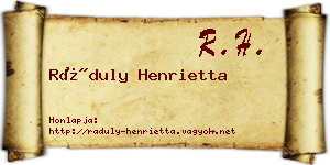 Ráduly Henrietta névjegykártya